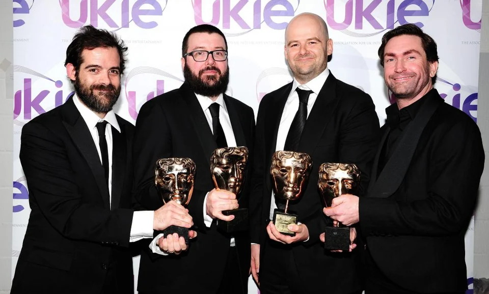 Archive PA photograph of Sam Houser, Aaron Garbut, Dan Houser and Leslie Benzies at an awards ceremony