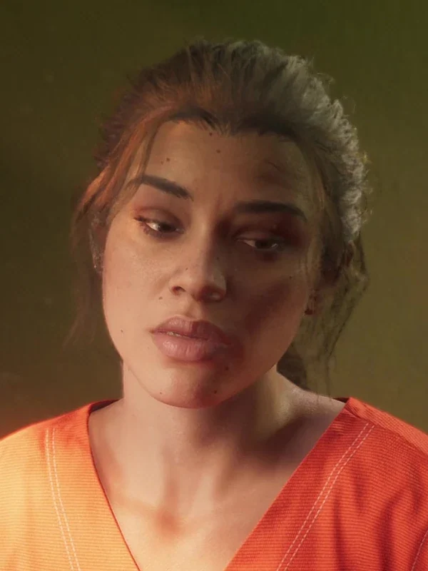 Light on Lucia's skin and hair in the 2023 first trailer