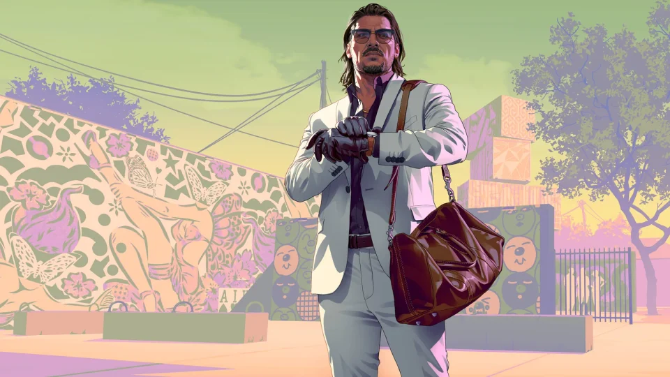 Raul Bautista mit einer Tasche auf offiziellem Rockstar-Games-Artwork