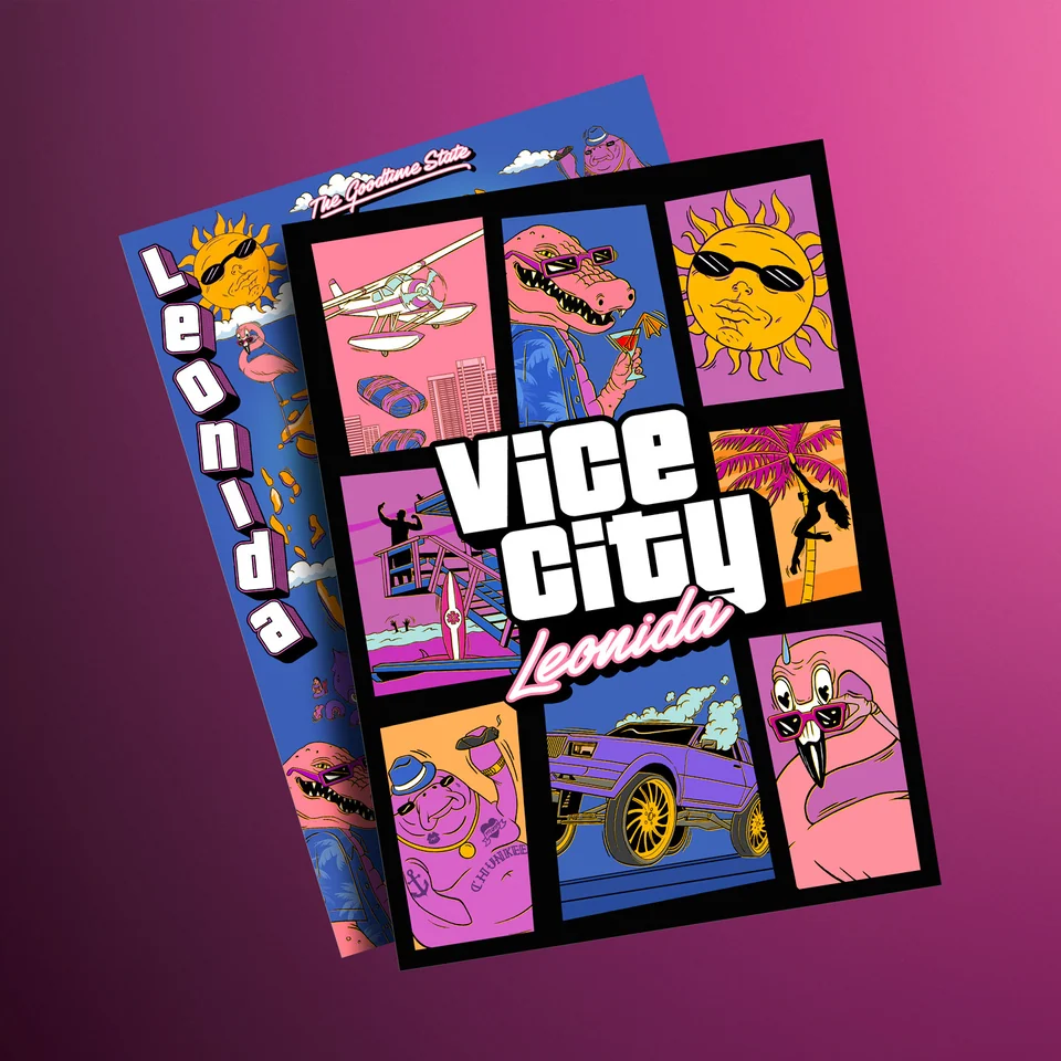 Die Vorderseite des Rockstar-Souvenirposters verdeckt das Bild der Rückseite