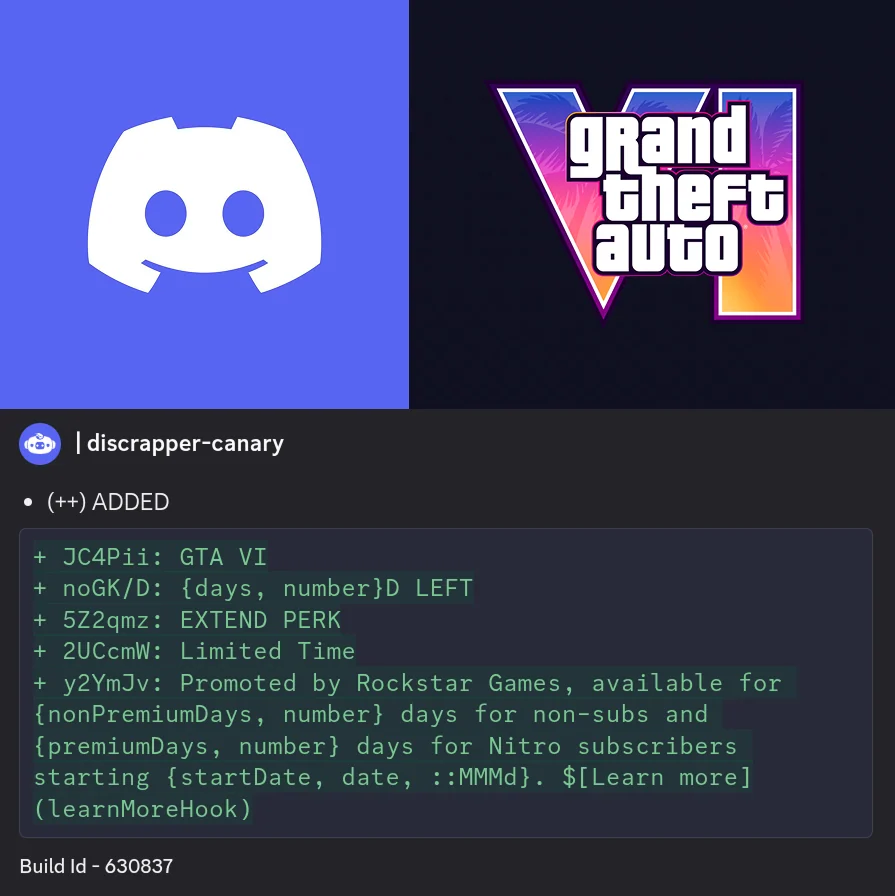 Discord- und GTA-VI-Logos über einem Codeausschnitt zu einer zeitlich begrenzten Aktion