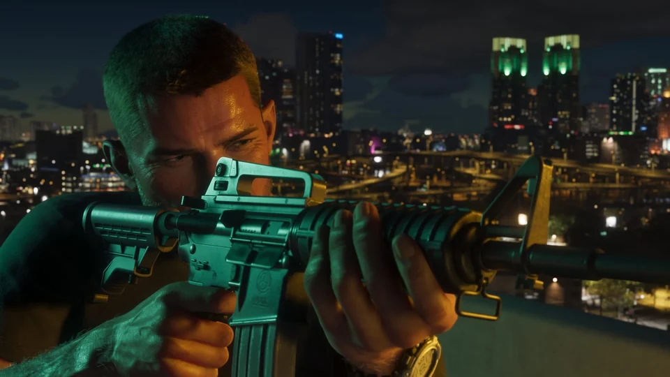 Jason holding a carbine in an official GTA VI screenshot