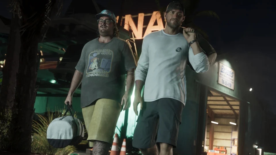 Cal Hampton neben einer nicht individuell benannten Person, offizieller Rockstar-Games-Screenshot